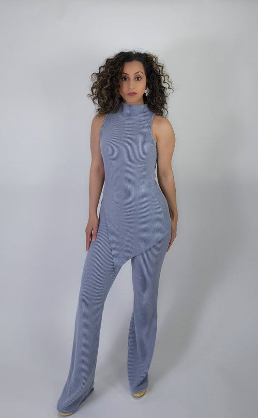 Perfect Love Ribbed Pant Set- Gray