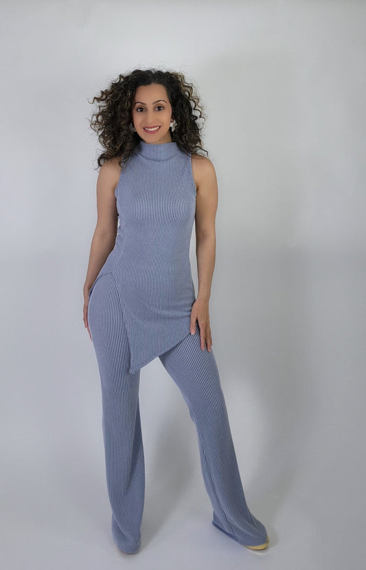 Perfect Love Ribbed Pant Set- Gray