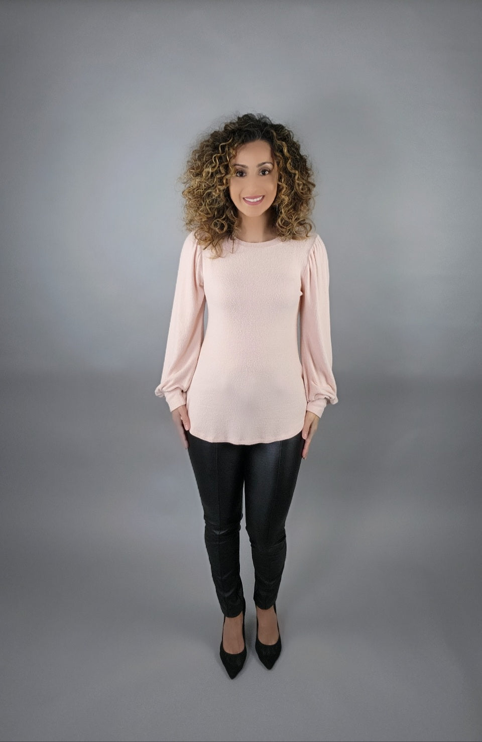 She's A Sweetheart Puff Sleeve Sweater - Soft Pink