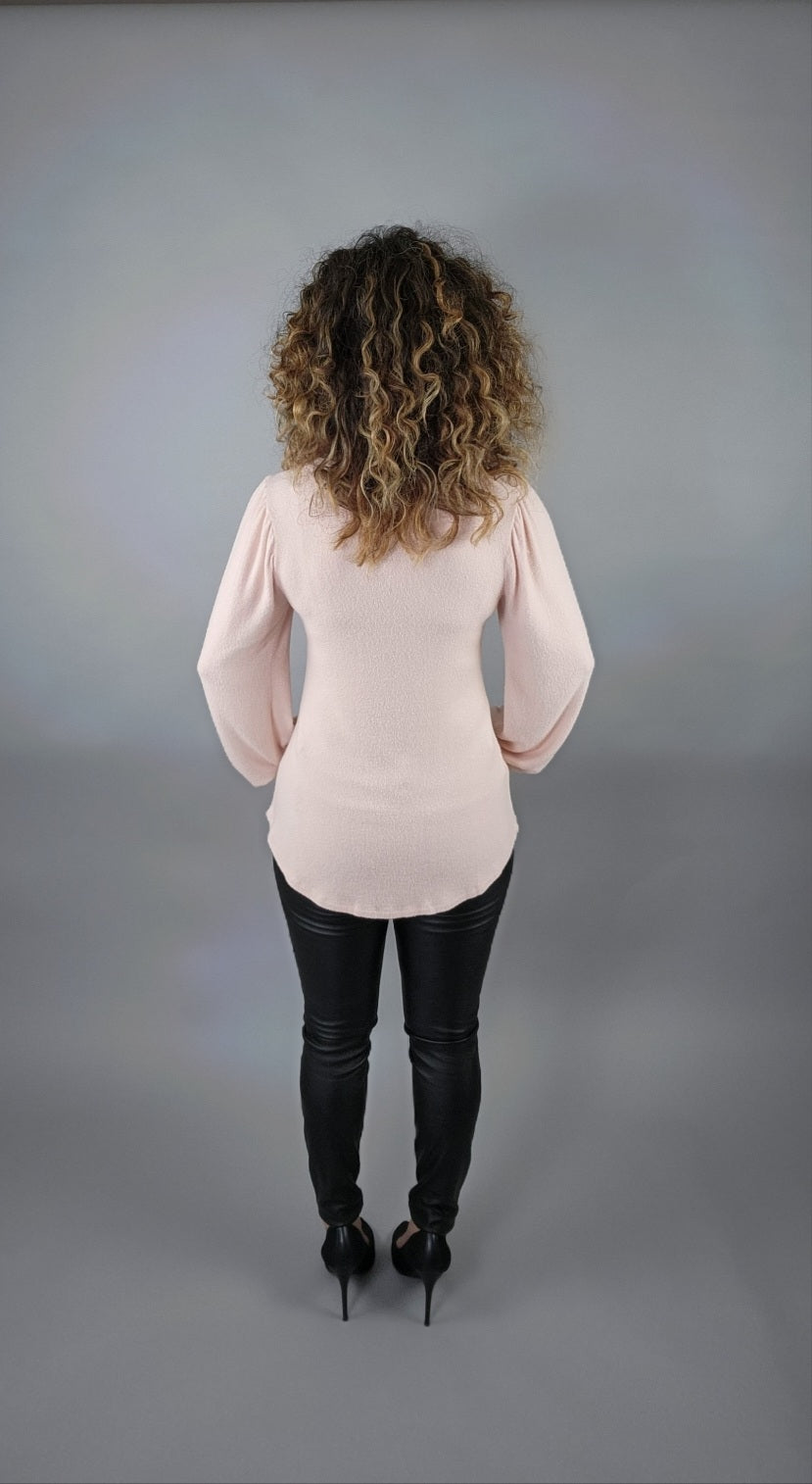 She's A Sweetheart Puff Sleeve Sweater - Soft Pink