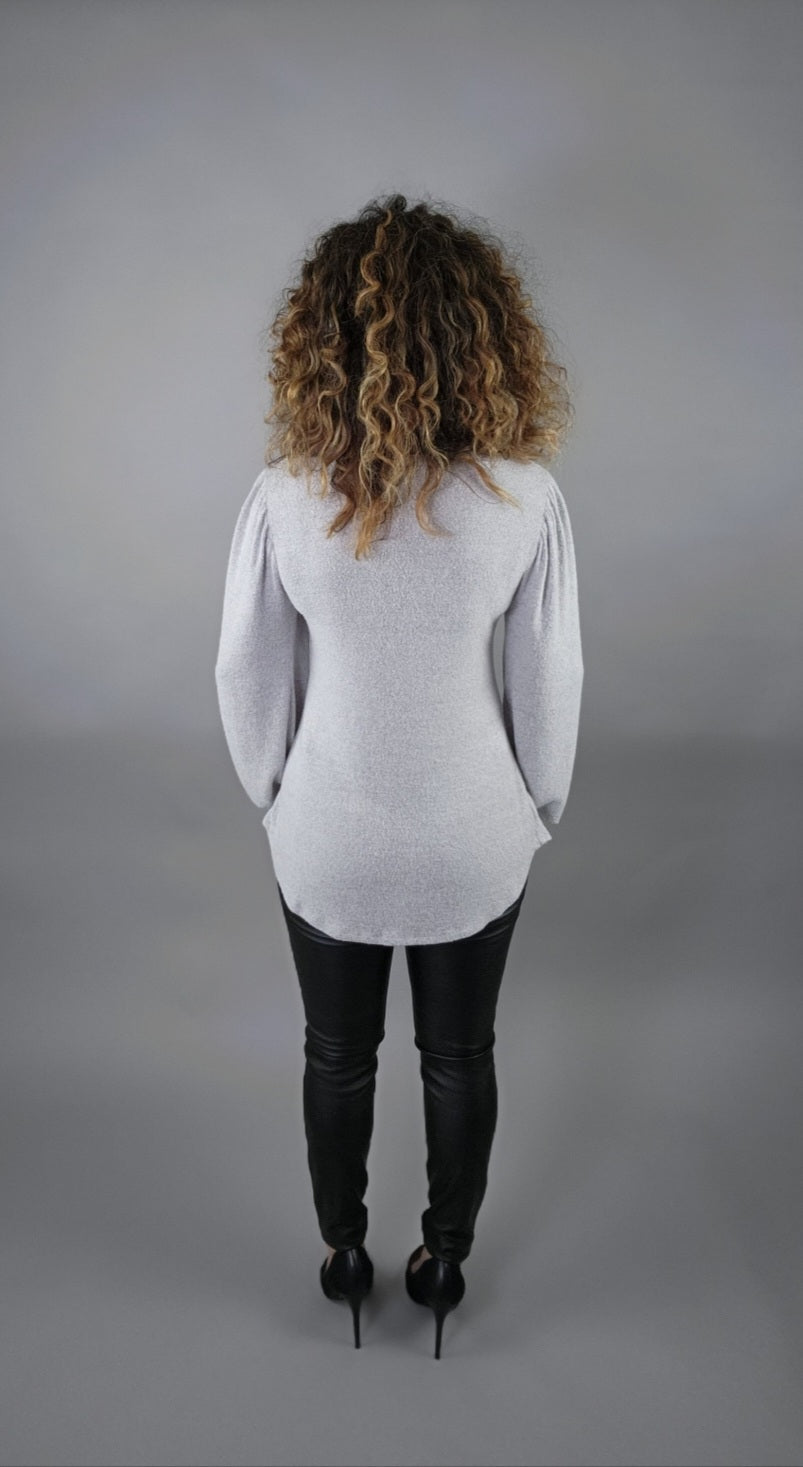 She's A Sweetheart Puff Sleeve Sweater - Gray