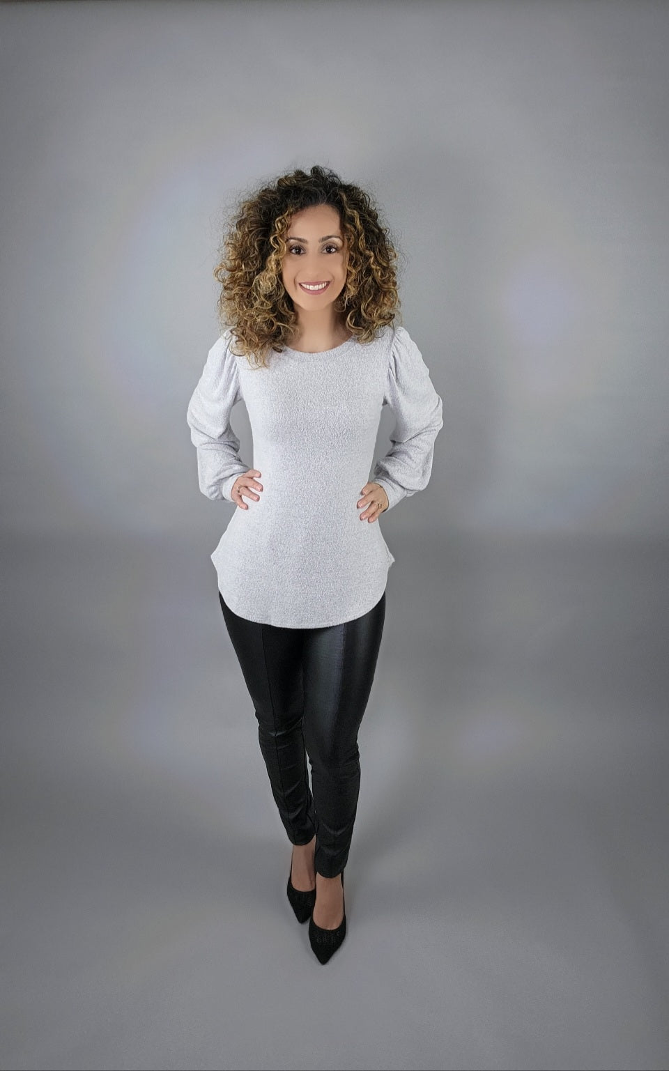 She's A Sweetheart Puff Sleeve Sweater - Gray
