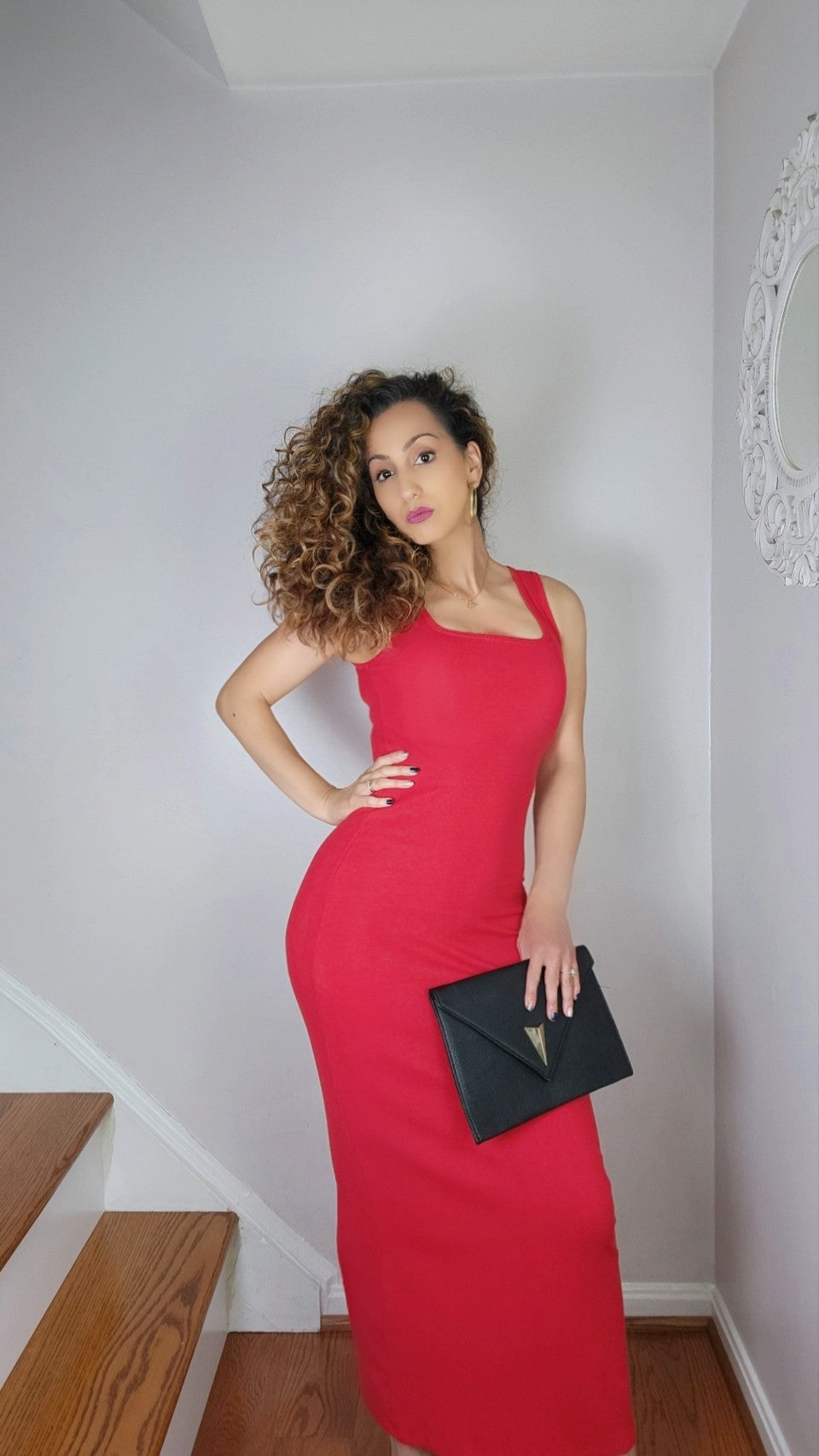 Streets Rib Maxi Dress Red