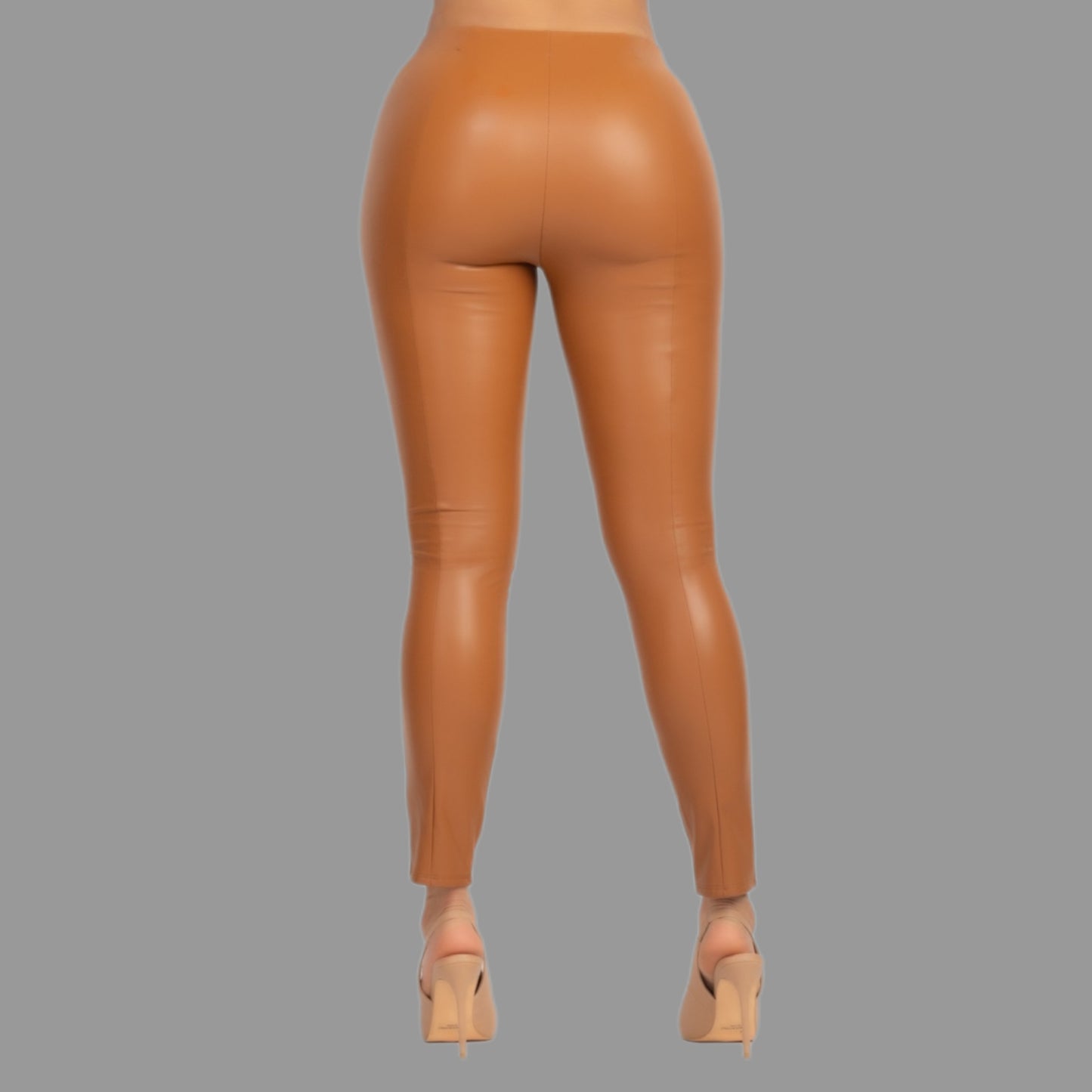 Sophia High-Rise Faux Leather Pants - Brown