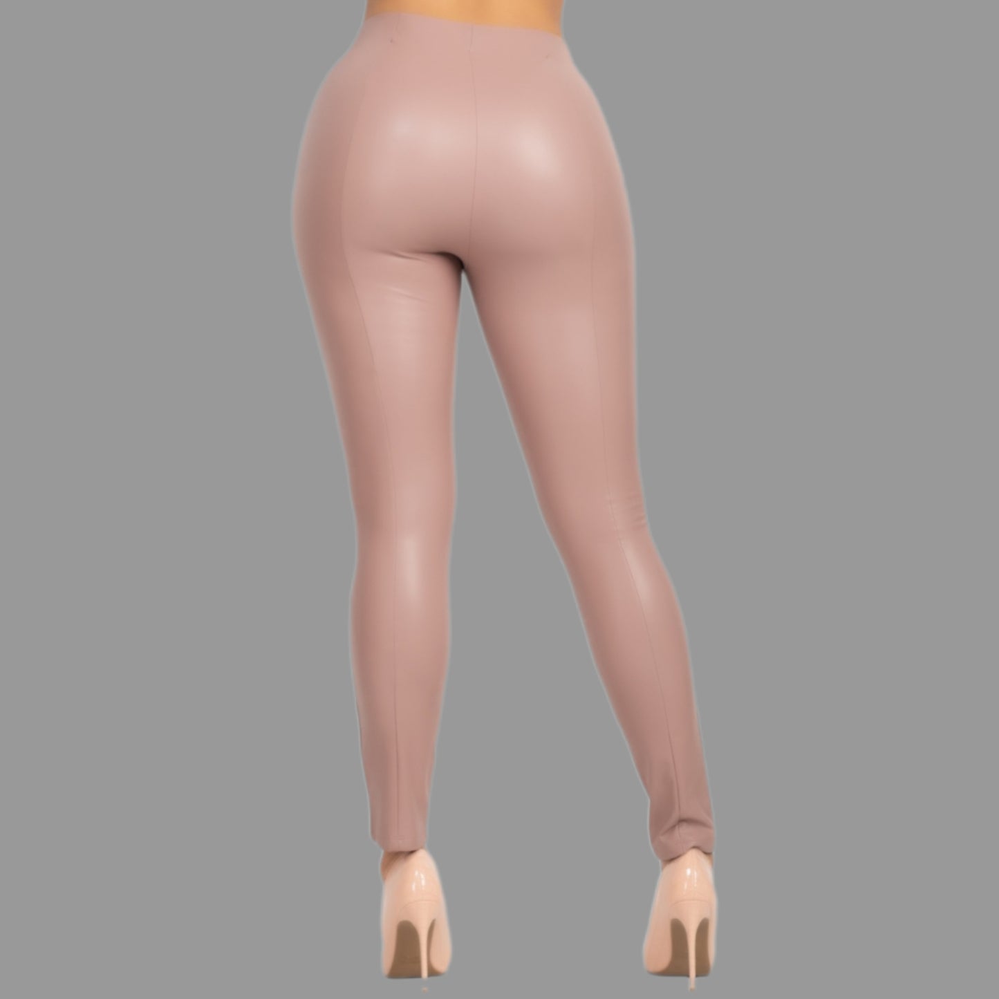 Sophia High-Rise Faux Leather Pants - Dark Blush